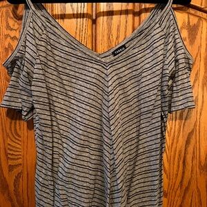 Torrid Black and Gray Striped Off Shoulder Top